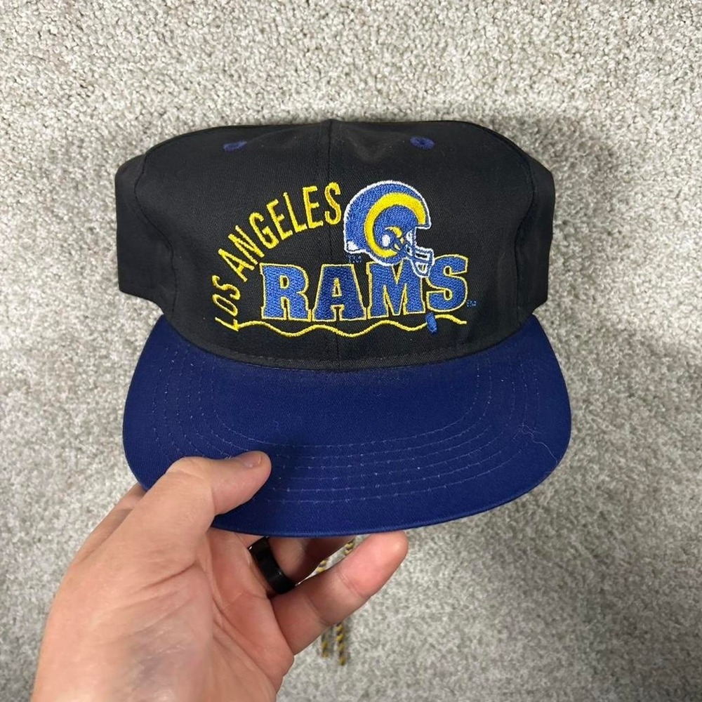 Vintage 90s Los Angeles Rams two tone twill string cinch back hat cap